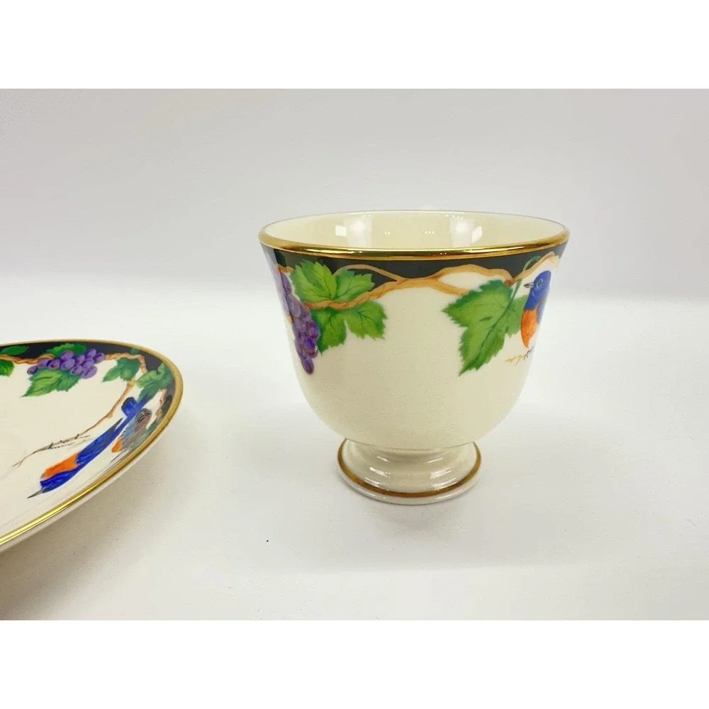 Lenox Birds of America Blue Bird Cup Saucer Gold Trim USA Vintage 1990s